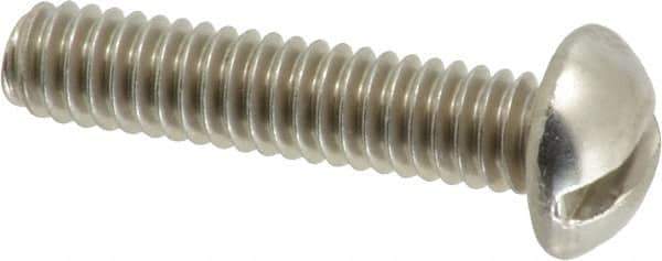 Value Collection - #12-24 UNC, 1" Length Under Head Slotted Drive Machine Screw - Round Head, Grade 18-8 Stainless Steel, Uncoated, Without Washer - Industrial Tool & Supply