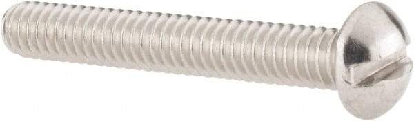 Value Collection - #12-24 UNC, 1-1/2" Length Under Head Slotted Drive Machine Screw - Round Head, Grade 18-8 Stainless Steel, Uncoated, Without Washer - Industrial Tool & Supply
