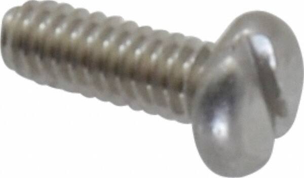 Value Collection - #2-56 UNC, 1/4" Length Under Head Slotted Drive Machine Screw - Pan Head, Grade 18-8 Stainless Steel, Uncoated, Without Washer - Industrial Tool & Supply
