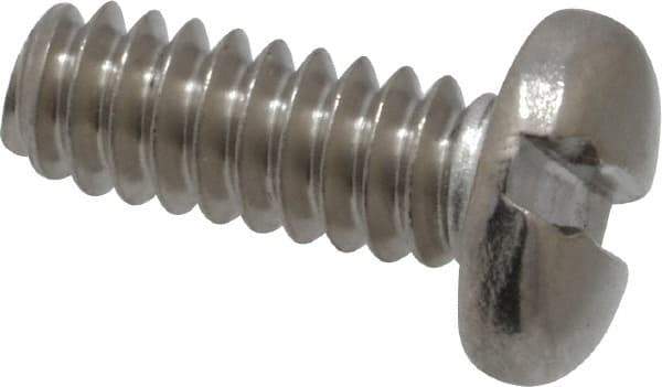 Value Collection - #6-32 UNC, 3/8" Length Under Head Slotted Drive Machine Screw - Pan Head, Grade 18-8 Stainless Steel, Uncoated, Without Washer - Industrial Tool & Supply