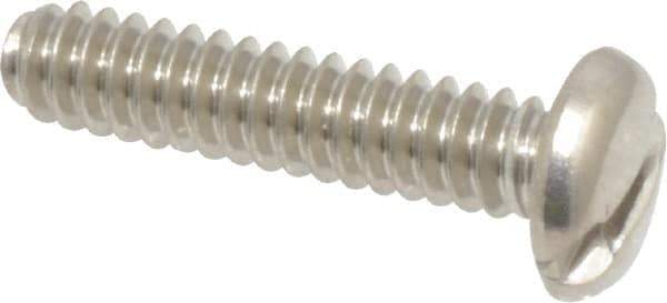 Value Collection - #6-32 UNC, 5/8" Length Under Head Slotted Drive Machine Screw - Pan Head, Grade 18-8 Stainless Steel, Uncoated, Without Washer - Industrial Tool & Supply