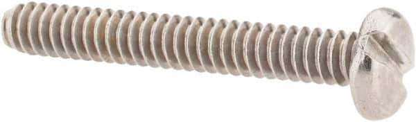 Value Collection - #6-32 UNC, 1" Length Under Head Slotted Drive Machine Screw - Pan Head, Grade 18-8 Stainless Steel, Uncoated, Without Washer - Industrial Tool & Supply