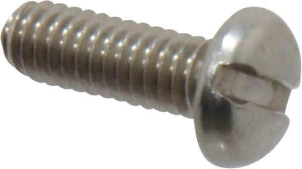 Value Collection - #8-32 UNC, 1/2" Length Under Head Slotted Drive Machine Screw - Pan Head, Grade 18-8 Stainless Steel, Uncoated, Without Washer - Industrial Tool & Supply