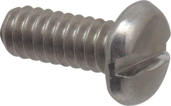 Value Collection - #10-24 UNC, 1/2" Length Under Head Slotted Drive Machine Screw - Pan Head, Grade 18-8 Stainless Steel, Uncoated, Without Washer - Industrial Tool & Supply