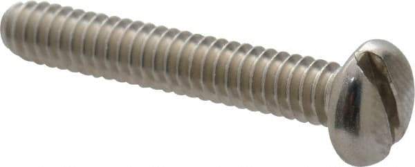 Value Collection - #10-24 UNC, 1-1/4" Length Under Head Slotted Drive Machine Screw - Pan Head, Grade 18-8 Stainless Steel, Uncoated, Without Washer - Industrial Tool & Supply