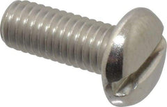 Value Collection - #10-32 UNF, 1/2" Length Under Head Slotted Drive Machine Screw - Pan Head, Grade 18-8 Stainless Steel, Uncoated, Without Washer - Industrial Tool & Supply