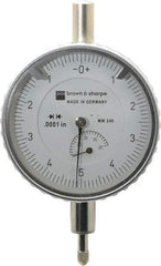 TESA Brown & Sharpe - 0.2" Range, 0-5-0 Dial Reading, 0.0001" Graduation Dial Drop Indicator - 2-1/4" Dial, 0.01" Range per Revolution, Revolution Counter - Industrial Tool & Supply