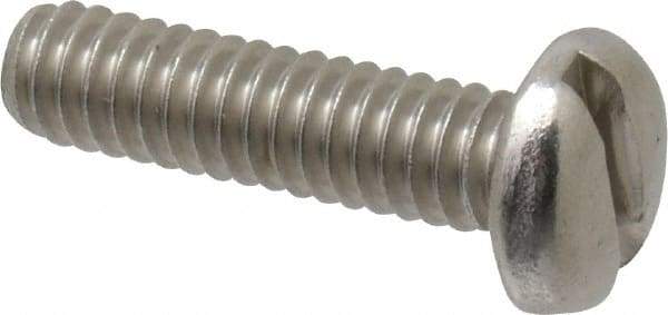 Value Collection - 1/4-20 UNC, 1" Length Under Head Slotted Drive Machine Screw - Pan Head, Grade 18-8 Stainless Steel, Uncoated, Without Washer - Industrial Tool & Supply