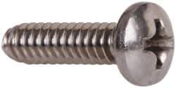 Value Collection - #6-32 UNC, 1/2" Length Under Head Phillips Drive Machine Screw - Pan Head, Grade 18-8 Stainless Steel, Uncoated, Without Washer - Industrial Tool & Supply