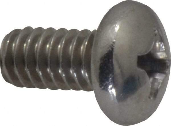 Value Collection - 1/4-20 UNC, 1/2" Length Under Head Phillips Drive Machine Screw - Pan Head, Grade 18-8 Stainless Steel, Uncoated, Without Washer - Industrial Tool & Supply