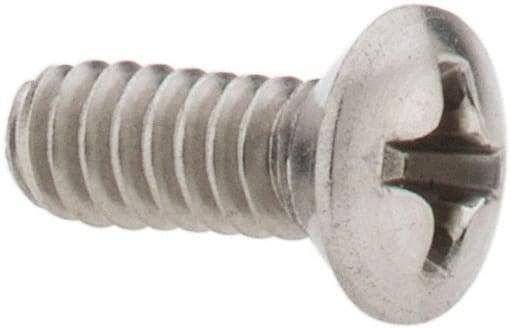 Value Collection - #6-32 UNC, 3/8" OAL Phillips Drive Machine Screw - Oval Head, Grade 18-8 Stainless Steel, Uncoated, Without Washer - Industrial Tool & Supply
