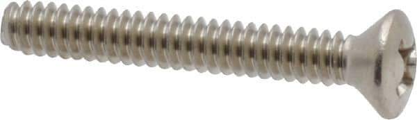 Value Collection - #6-32 UNC, 1" OAL Phillips Drive Machine Screw - Oval Head, Grade 18-8 Stainless Steel, Uncoated, Without Washer - Industrial Tool & Supply