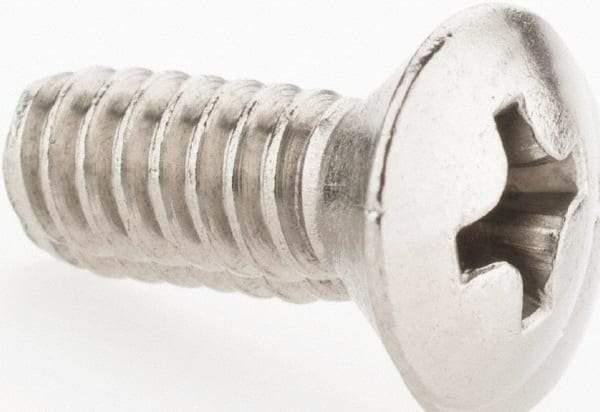Value Collection - #10-24 UNC, 1/2" OAL Phillips Drive Machine Screw - Oval Head, Grade 18-8 Stainless Steel, Uncoated, Without Washer - Industrial Tool & Supply