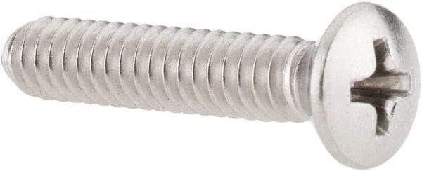 Value Collection - #10-24 UNC, 1" OAL Phillips Drive Machine Screw - Oval Head, Grade 18-8 Stainless Steel, Uncoated, Without Washer - Industrial Tool & Supply