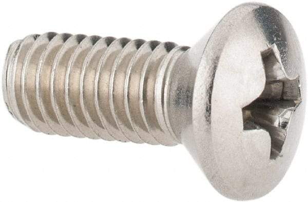 Value Collection - #10-32 UNF, 1/2" OAL Phillips Drive Machine Screw - Oval Head, Grade 18-8 Stainless Steel, Uncoated, Without Washer - Industrial Tool & Supply