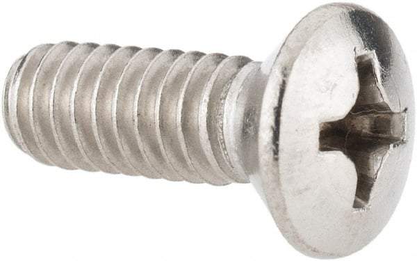 Value Collection - 1/4-20 UNC, 3/4" OAL Phillips Drive Machine Screw - Oval Head, Grade 18-8 Stainless Steel, Uncoated, Without Washer - Industrial Tool & Supply