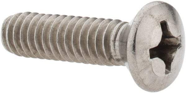 Value Collection - 1/4-20 UNC, 1" OAL Phillips Drive Machine Screw - Oval Head, Grade 18-8 Stainless Steel, Uncoated, Without Washer - Industrial Tool & Supply