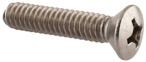 Value Collection - 1/4-20 UNC, 1-1/4" OAL Phillips Drive Machine Screw - Oval Head, Grade 18-8 Stainless Steel, Uncoated, Without Washer - Industrial Tool & Supply