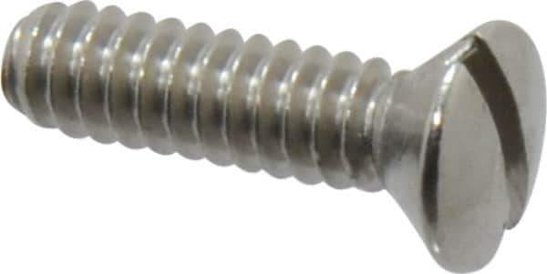 Value Collection - #6-32 UNC, 1/2" OAL Slotted Drive Machine Screw - Oval Head, Grade 18-8 Stainless Steel, Uncoated, Without Washer - Industrial Tool & Supply