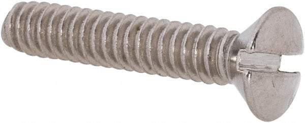 Value Collection - #10-24 UNC, 1" OAL Slotted Drive Machine Screw - Oval Head, Grade 18-8 Stainless Steel, Uncoated, Without Washer - Industrial Tool & Supply
