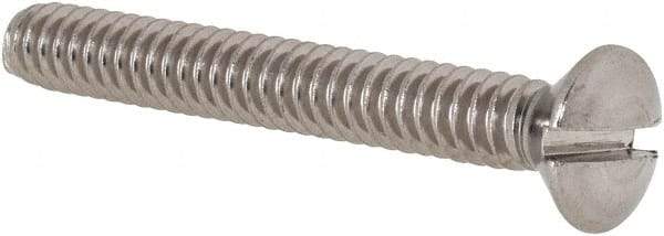 Value Collection - #10-24 UNC, 1-1/2" OAL Slotted Drive Machine Screw - Oval Head, Grade 18-8 Stainless Steel, Uncoated, Without Washer - Industrial Tool & Supply