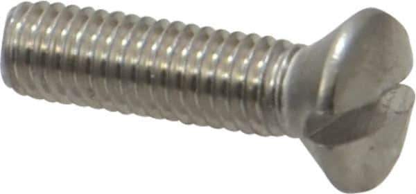 Value Collection - #10-32 UNF, 3/4" OAL Slotted Drive Machine Screw - Oval Head, Grade 18-8 Stainless Steel, Uncoated, Without Washer - Industrial Tool & Supply