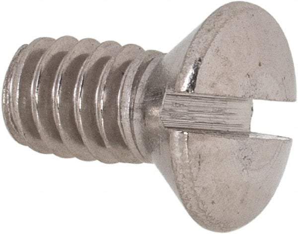 Value Collection - 1/4-20 UNC, 1/2" OAL Slotted Drive Machine Screw - Oval Head, Grade 18-8 Stainless Steel, Uncoated, Without Washer - Industrial Tool & Supply