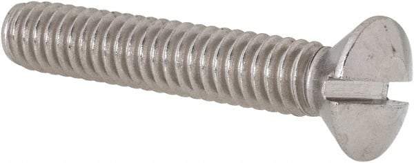 Value Collection - 1/4-20 UNC, 1-1/2" OAL Slotted Drive Machine Screw - Oval Head, Grade 18-8 Stainless Steel, Uncoated, Without Washer - Industrial Tool & Supply