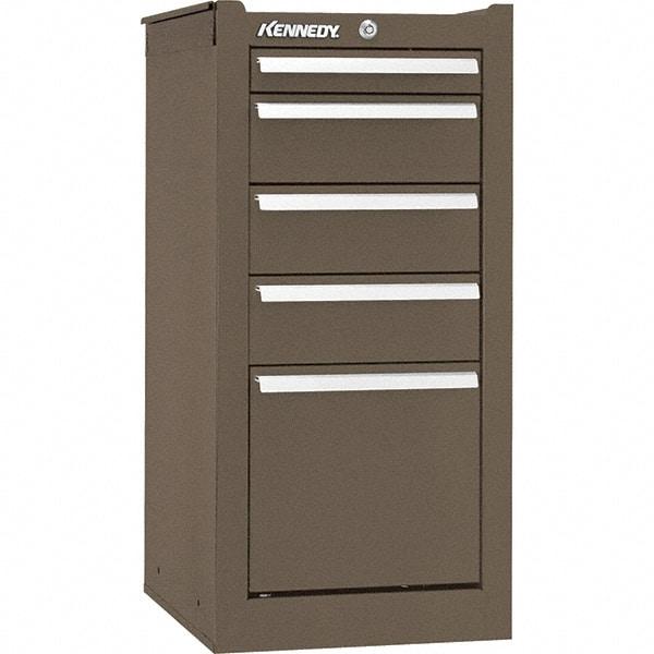 Kennedy - 5 Drawer Brown Side Cabinet - 13-5/8" Wide x 29" High x 18" Deep, Use with 27" Wide Roller Cabinet - Industrial Tool & Supply