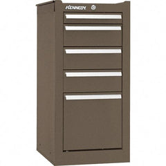 Kennedy - 5 Drawer Brown Side Cabinet - 13-5/8" Wide x 29" High x 18" Deep, Use with 27" Wide Roller Cabinet - Industrial Tool & Supply
