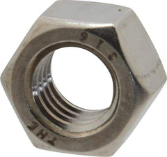 Value Collection - 3/8-16 UNC Stainless Steel Right Hand Hex Nut - 9/16" Across Flats, 21/64" High, Uncoated - Industrial Tool & Supply