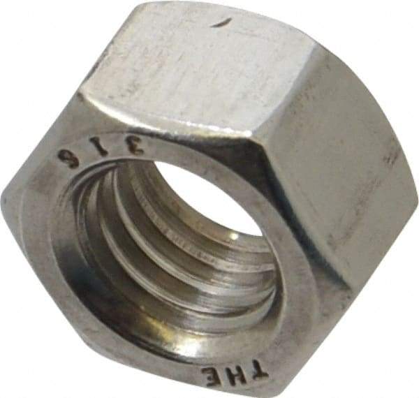 Value Collection - 1/2-13 UNC Stainless Steel Right Hand Hex Nut - 3/4" Across Flats, 7/16" High, Uncoated - Industrial Tool & Supply