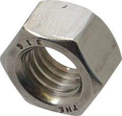 Value Collection - 1/2-13 UNC Stainless Steel Right Hand Hex Nut - 3/4" Across Flats, 7/16" High, Uncoated - Industrial Tool & Supply