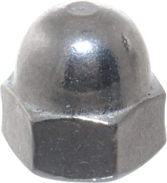 Value Collection - #10-24 UNC, 3/8" Width Across Flats, Uncoated, Stainless Steel Acorn Nut - 9/32" Overall Height, Grade 18-8 - Industrial Tool & Supply