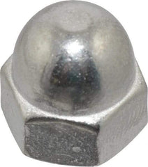 Value Collection - 1/4-20" UNC, 7/16" Width Across Flats, Uncoated, Stainless Steel Acorn Nut - 21/64" Overall Height, Grade 18-8 - Industrial Tool & Supply