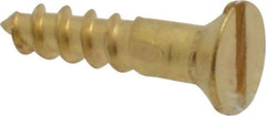 Value Collection - #2, 3/8" OAL, Slotted Drive, Flat Head Wood Screw - ASME B18.6.1, Brass - Industrial Tool & Supply
