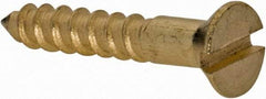 Value Collection - #2, 1/2" OAL, Slotted Drive, Flat Head Wood Screw - ASME B18.6.1, Brass - Industrial Tool & Supply