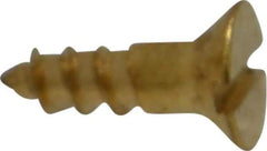 Value Collection - #4, 3/8" OAL, Slotted Drive, Flat Head Wood Screw - ASME B18.6.1, Brass - Industrial Tool & Supply