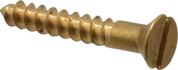 Value Collection - #4, 3/4" OAL, Slotted Drive, Flat Head Wood Screw - ASME B18.6.1, Brass - Industrial Tool & Supply