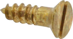 Value Collection - #6, 1/2" OAL, Slotted Drive, Flat Head Wood Screw - ASME B18.6.1, Brass - Industrial Tool & Supply