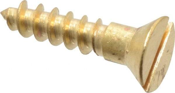 Value Collection - #6, 5/8" OAL, Slotted Drive, Flat Head Wood Screw - ASME B18.6.1, Brass - Industrial Tool & Supply
