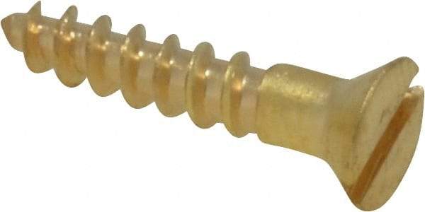 Value Collection - #6, 3/4" OAL, Slotted Drive, Flat Head Wood Screw - ASME B18.6.1, Brass - Industrial Tool & Supply