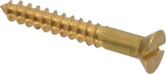 Value Collection - #6, 1" OAL, Slotted Drive, Flat Head Wood Screw - ASME B18.6.1, Brass - Industrial Tool & Supply