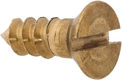 Value Collection - #8, 1/2" OAL, Slotted Drive, Flat Head Wood Screw - ASME B18.6.1, Brass - Industrial Tool & Supply