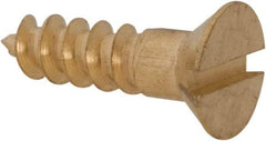 Value Collection - #8, 5/8" OAL, Slotted Drive, Flat Head Wood Screw - ASME B18.6.1, Brass - Industrial Tool & Supply