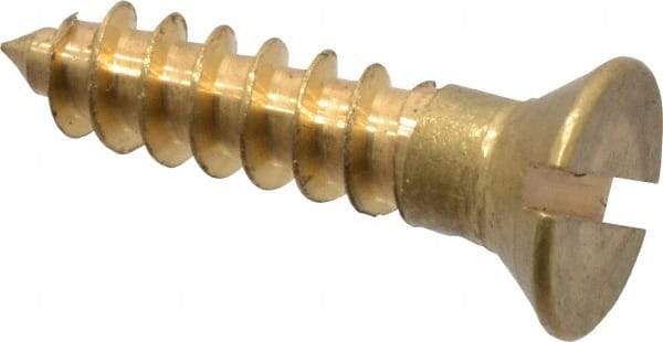 Value Collection - #8, 3/4" OAL, Slotted Drive, Flat Head Wood Screw - ASME B18.6.1, Brass - Industrial Tool & Supply