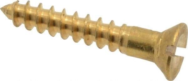 Value Collection - #8, 1" OAL, Slotted Drive, Flat Head Wood Screw - ASME B18.6.1, Brass - Industrial Tool & Supply