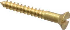 Value Collection - #8, 1-1/4" OAL, Slotted Drive, Flat Head Wood Screw - ASME B18.6.1, Brass - Industrial Tool & Supply