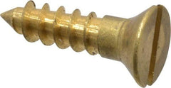 Value Collection - #10, 3/4" OAL, Slotted Drive, Flat Head Wood Screw - ASME B18.6.1, Brass - Industrial Tool & Supply