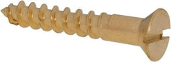 Value Collection - #10, 1-1/4" OAL, Slotted Drive, Flat Head Wood Screw - ASME B18.6.1, Brass - Industrial Tool & Supply